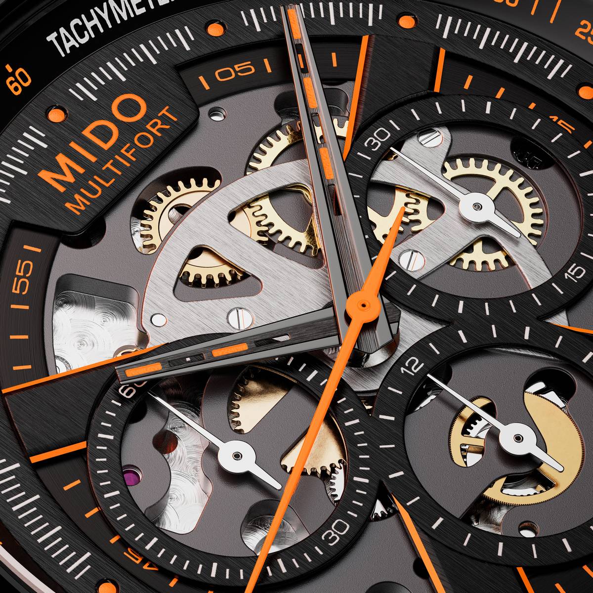 Il quadrante del Mido Multifort Skeleton Chronograph 2025