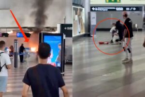 Incendio a Malpensa, fumo e intervento con estintore all’interno del terminal aeroportuale.