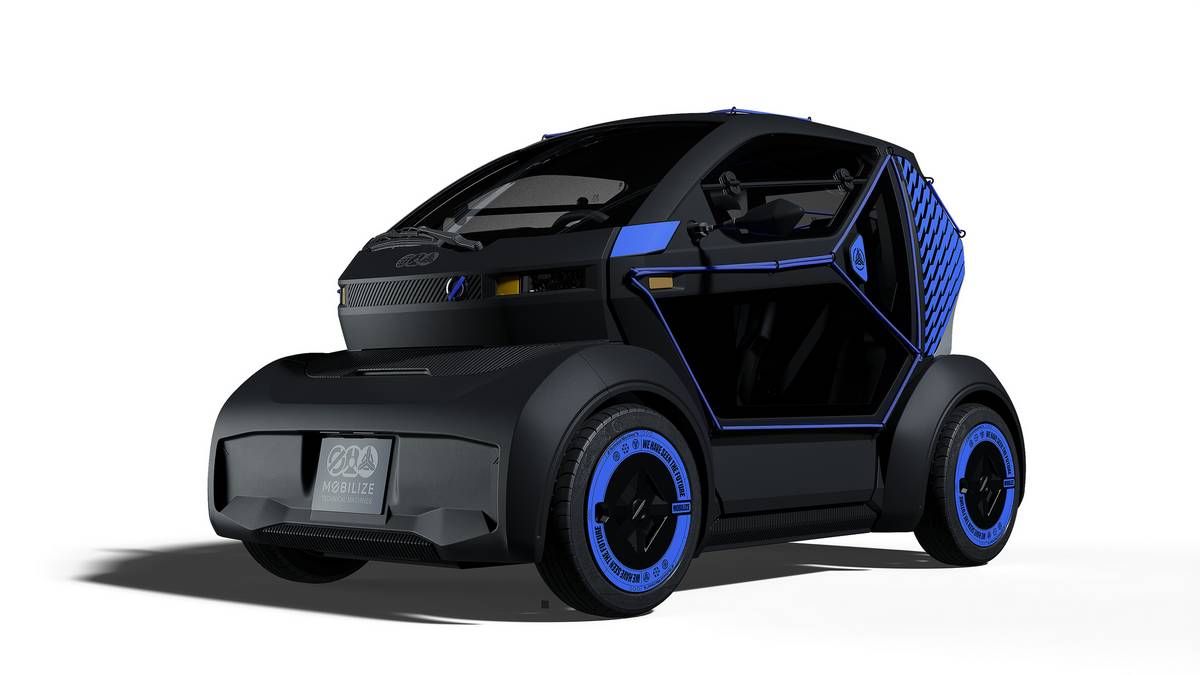 Veicolo elettrico futuristico a due posti con design innovativo e tecnologia avanzata, perfetto per mobilità urbana sostenibile e soluzioni di trasporto ecocompatibili.