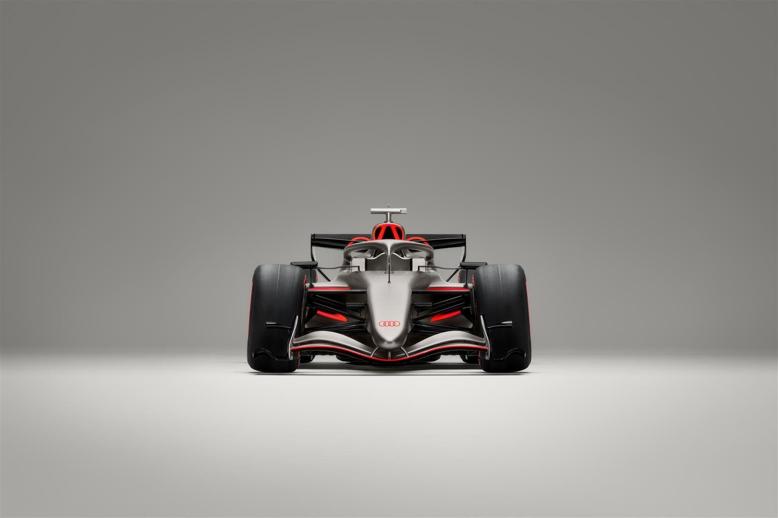 Auto da corsa F1 F1 Audi R26 Concept, vettura elettrica da gara, design futuristico e aerodinamico, in alta tecnologia e performance, pronta per le competizioni di auto elettriche.