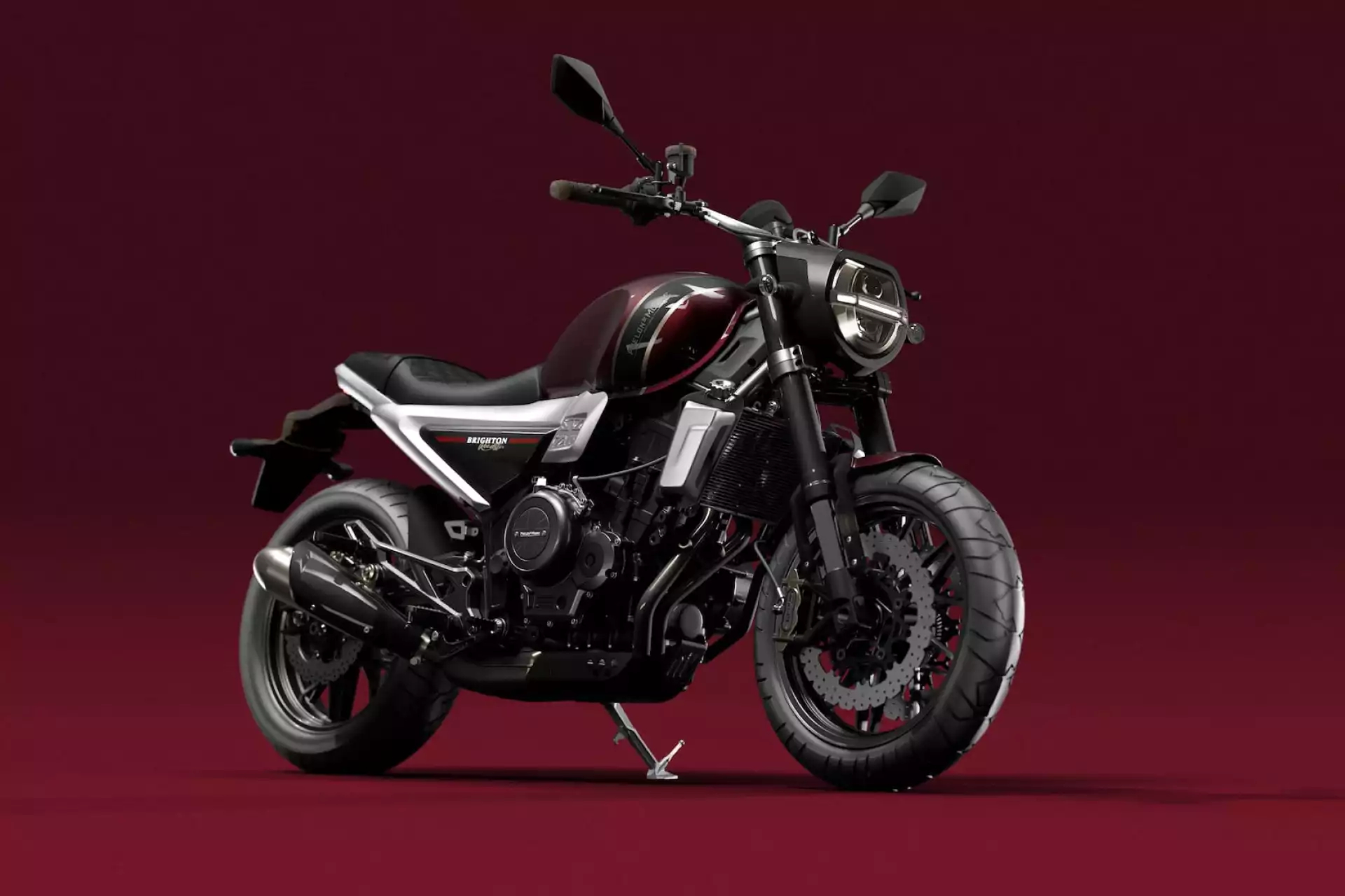 Motocicletta elettrica di design moderno con fari a LED, dettagli lucidi, e telaio rigido, ideale per appassionati di veicoli innovativi e sostenibili.