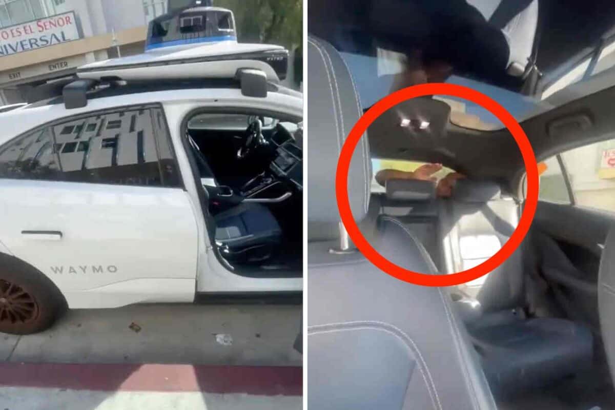 Interni di un veicolo autonomo con sensori e tecnologia avanzata.